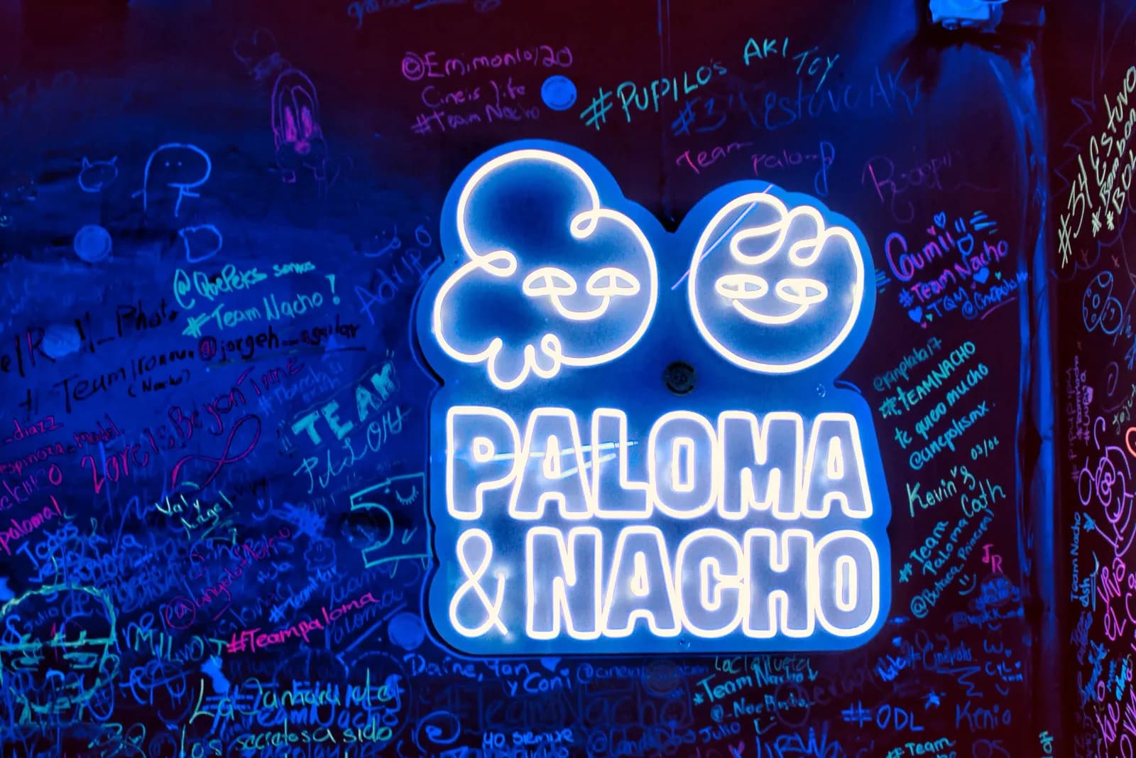 Rótulo de neón iluminado